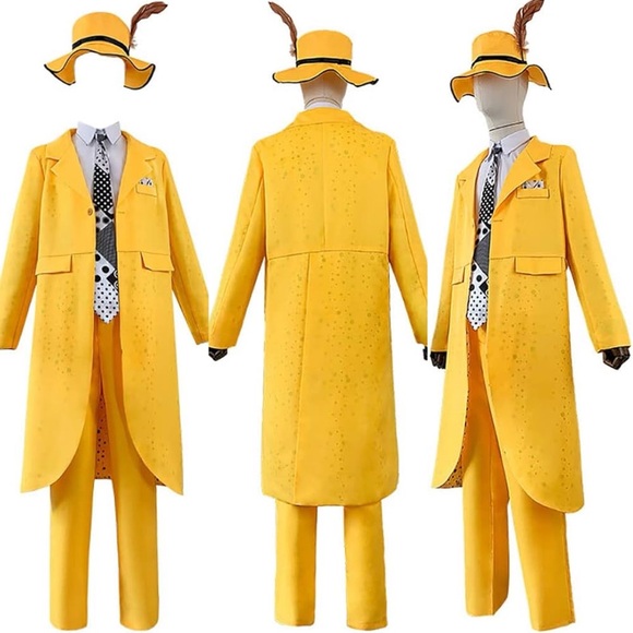 The Mask Jim Carrey Stanley Ipkiss Kids Children Yellow Outfit Cosplay Costume